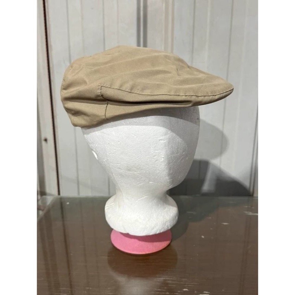 80's Tan Cotton Flat Cap,Ivy or Driving Hat Small